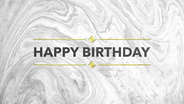 A luxurious and elegant Happy Birthday message on a marbled background. Simple font with a golden outline adds to the beautiful aesthetics of the image