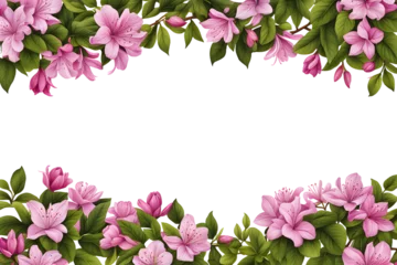 Zelfklevend Fotobehang border frame of flowers with blank text space isolated on transparent background  © Bonnie