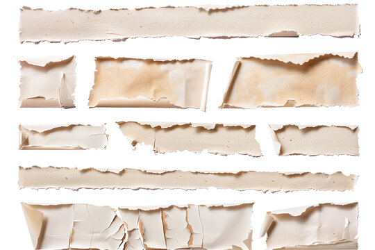 Assorted Burnt Torn Paper Edges - Isolated on White Transparent Background
