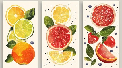 Fruit poster background, Vector illustration, Generative AI