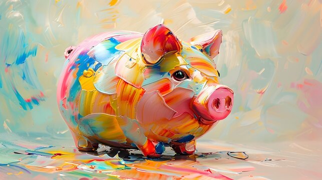 Colorful and Expressive Piggy Bank Artwork, To inspire creativity and joy through colorful and expressive art pieces