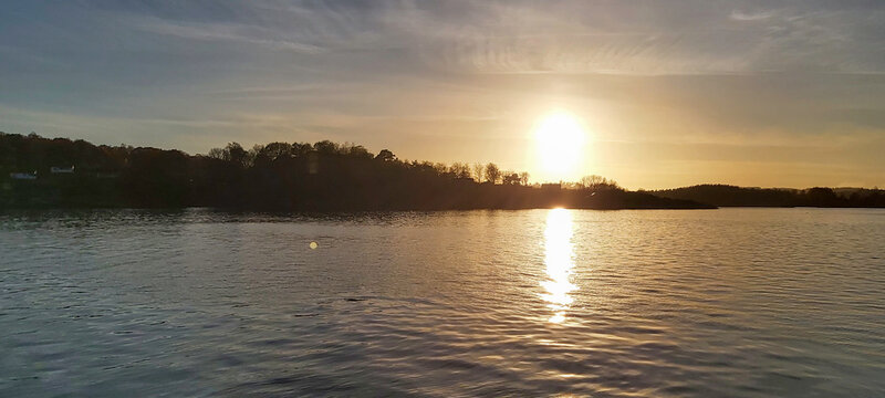 Panorama of an island at sunset