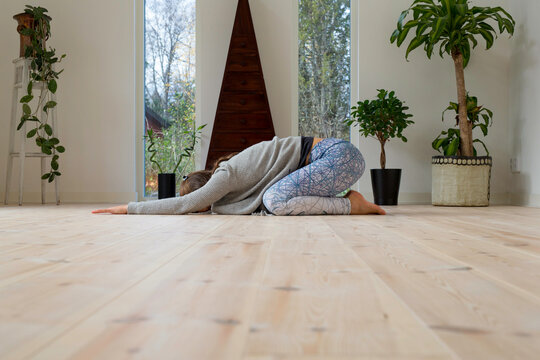 Yoga pose woman indoor