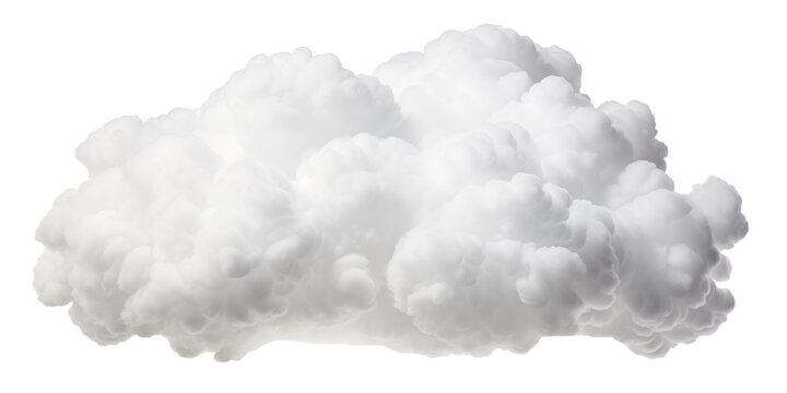 White cloud isolated on transparent background. Generative AI