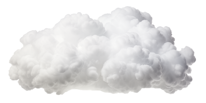 White cloud isolated on transparent background. Generative AI