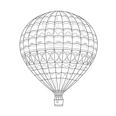 Hot air balloon.Coloring book antistress for children and adults.