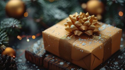 Fototapeta na wymiar beautiful gift box with altas bow. holiday card concept.