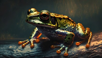 Closeup of a colourful frog - obrazy, fototapety, plakaty