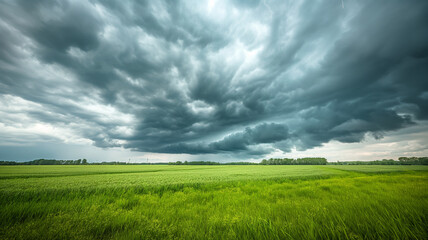 Obraz premium Storm clouds over rice fields