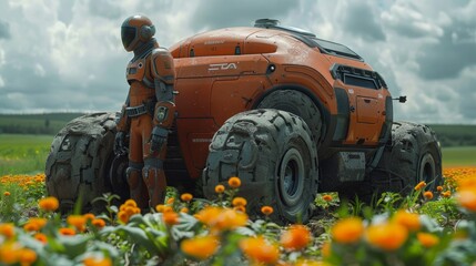 Automation in agriculture, robotic vehicles in the field, shift towards smart farming practices, photorealism style, photograph, automation, shift, robotic vehicles, AI Generative