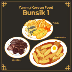 Yummy Korean foos Bunsik illustration 1, Vector set