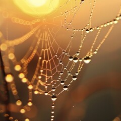 Early morning dew on a spider web, AI Generative