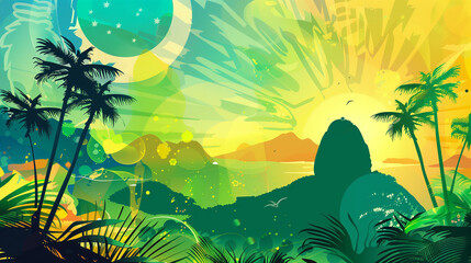 Fototapeta na wymiar tropical landscape with palm trees