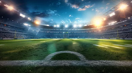 Foto op Canvas football field under the bright glare of stadium lights, the stage set for an epic match, AI Generative © sorapop