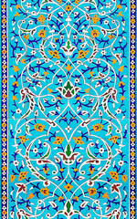 Colored Arabic architectural patterns. Islamic architecture, background, ornament, mosaic tiles.