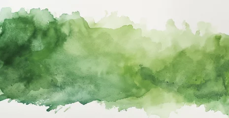 Keuken spatwand met foto a green watercolor paint sketch on a white background, in the style of textured splashes © Goodhim