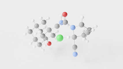 saxagliptin hydrochloride molecule 3d, molecular structure, ball and stick model, structural chemical formula anti-diabetic drug
