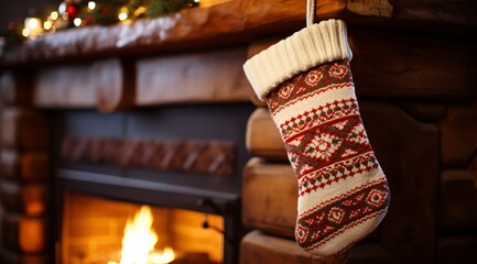 a christmas stocking from a fireplace