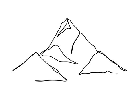 Vector isolated K2 Chogori Chhogori mountain Pakistan one single contemporary line art colorless black and white contour line easy drawing