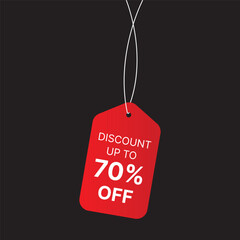 Obraz na płótnie Canvas Discount Price tag, 70% off discount price offer tag. Super sale discount banner. Red sale background