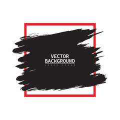 Black grunge background with Black brush stroke and red border. Vector Illustration
