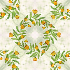 Watercolor floral pattern. Seamless pattern. Decorative composition on a watercolor background. Floral ornament. Use printed materials, signs, items, websites, maps, posters, postcards. - 752321192