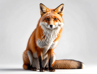 Naklejka premium a Fox look at camera against a white background
