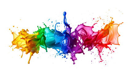 Abstract colorful paint splash Isolated on Transparent Background.PNG