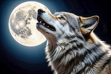 Night Prowler: Wolf in Shadow Hunts Beneath the Moon's Glow
