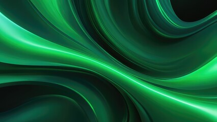 Abstract dark green aurora, silky texture, swirling through a 3D space suggesting advanced business technology, digital painting, ultra fine, volumetric lighting, octane rendering