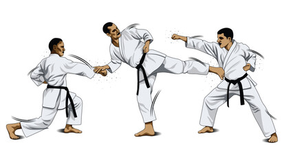 fighting training in Karate. Karate is a martial art originating from Japan. vector illustrator © ipomiarto