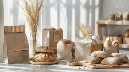 Minimalist bakery packaging - obrazy, fototapety, plakaty