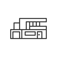 Flathouse, linear icon. modern high-tech house, flat-roofed house. Line with editable stroke