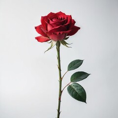 single  rose on white background