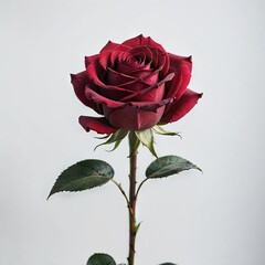 single  rose on white background