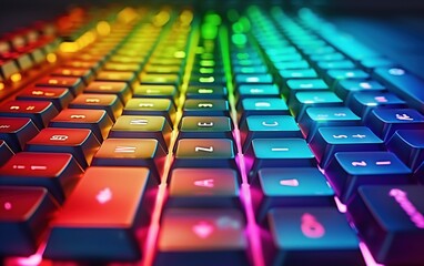 Rainbow Backlit Mechanical Keyboard, a mechanical keyboard with rainbow LED backlights, symbolizing modern computing and gaming.