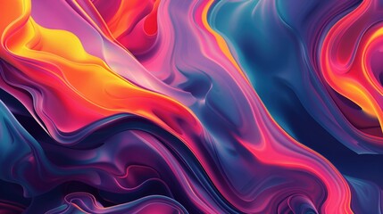 Obraz premium Vibrant Abstract Swirls in Neon Colors, A dynamic abstract design with swirling patterns in neon pink, orange, and blue colors suggesting movement.