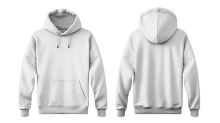 White hooded sweatshirt mockup set, cut out