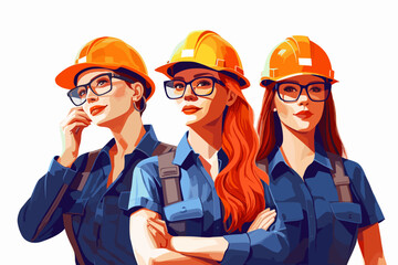 Diverse workers isolated flat cartoon people vector set. Builders and architects, repairman and engineers, women in uniform. Project managers, and employees in helmets