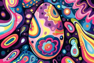 Fototapeta premium A Whimsical Journey Through Abstract Patterns: An Easter Egg Outline Filled with a Kaleidoscope of Colors and Shapes
