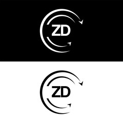 ZD letter  logo minimal unique and simple logo design, ZD creative modern monogram logo style
