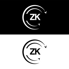 ZK letter  logo minimal unique and simple logo design, ZK creative modern monogram logo style
