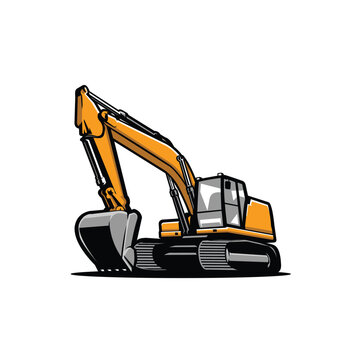 Excavator vector art isolated in white background