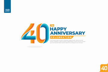 40th happy anniversary celebration with orange and turquoise gradations on white background.