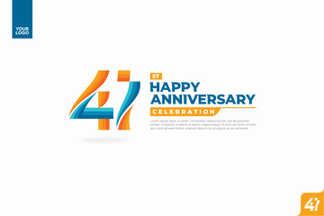 41st happy anniversary celebration with orange and turquoise gradations on white background.