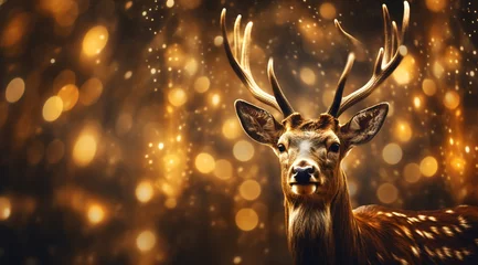 Foto op Canvas a deer with antlers in the background © Cazacu