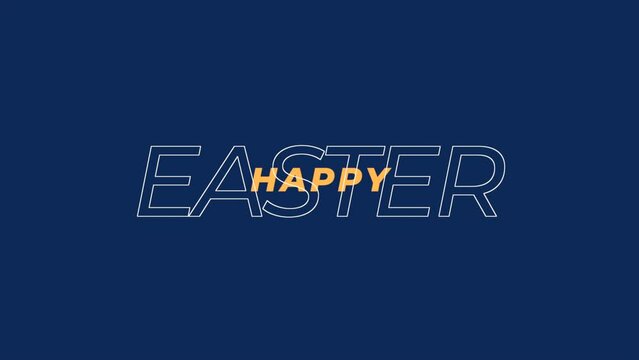 Celebrate Easter with this vibrant image featuring the words Happy Easter written in yellow letters on a blue background in a circular arrangement