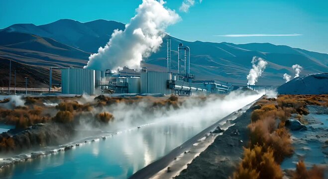 Geothermal energy facility tapping into the Earth's natural heat reservoirs, providing clean and reliable energy for heating and electricity generation