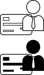Business card icons. Black and White Vector Icons of Business Man with Map. Business and Finance Concept
