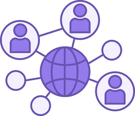 Colored Connections Icon. Team Network Vector Icon. Exchange of Data Transfer Technologies. Communication. Connecting People to the Social and Mobile Network. Teamwork and Technology Concept